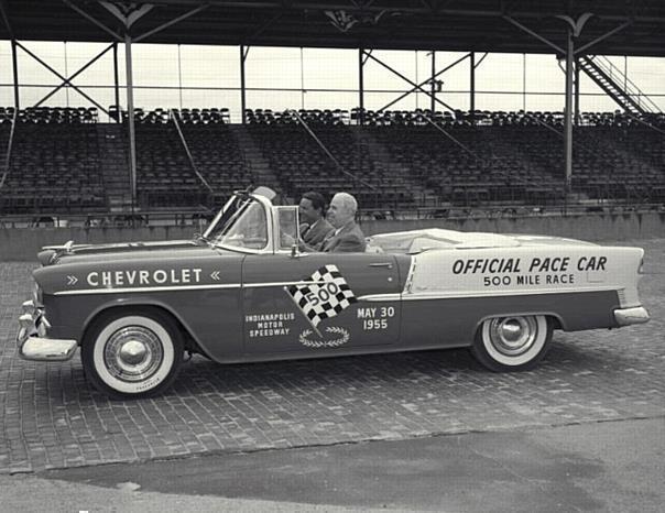 1955 Pace Car-Chevrolet introduced its new small-block V-8 engine in 1955 and showcased the powerplant in the Chevrolet Bel Air Pace Car convertible. 